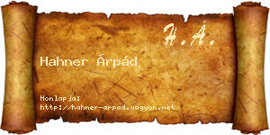 Hahner Árpád névjegykártya